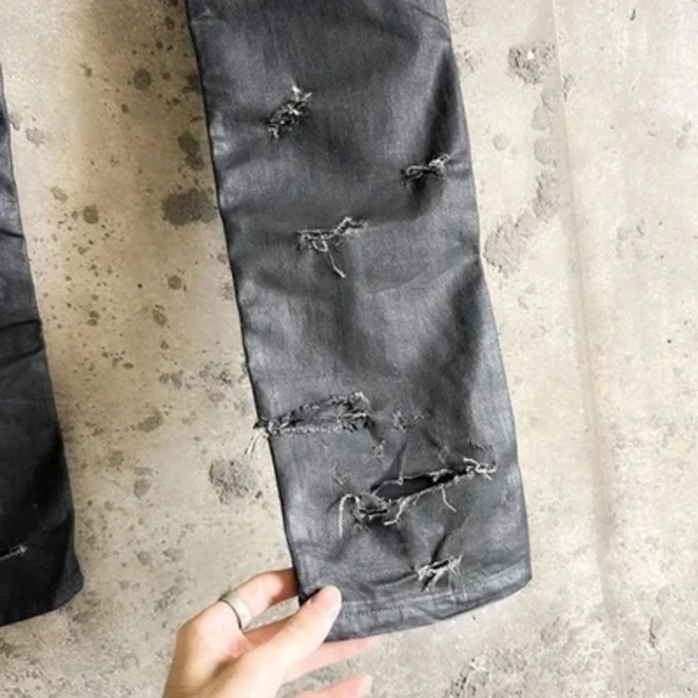 Dior Men's Black Skinny Jeans Waxed And Distressed Black 32w Heidi Slimane Rick - Picture 9 of 12